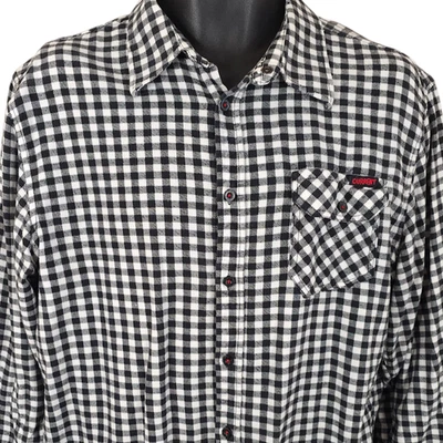Current Checked Shirt Mens Size Large Black White Plaid Skater Surf & Skate - Image 1 of 4