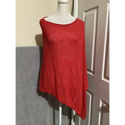 J Jill красный вязаный пончо один размер кружева трикотажа хлопок льняная смесь - Изображение 1 из 4