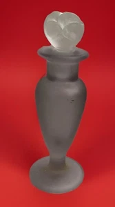 Bottiglia profumo vetro tonalità viola smerigliato vintage tappo floreale trasparente - Foto 1 di 6
