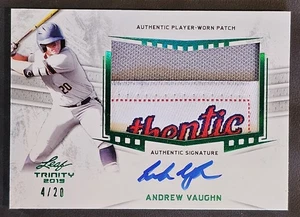 2019 Leaf Trinity ANDREW VAUGHN Massive Prime Patch Green Foil Auto RC - Picture 1 of 2