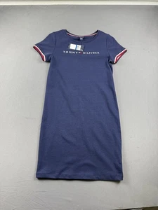 Tommy Hilfiger T-Shirt-Kleid Mädchen dunkelblau Logo XL (16) hat Flecken - Bild 1 von 6