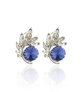 Ohrringe rund violett Zweig Swarovski Elements Kristall 18 Karat Weißgold vergoldet - Bild 1 von 5