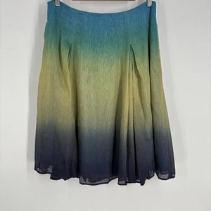 Jones New York Collection Silk Linen Blend Skirt Womens 12 Pleated Flowy Ombre - Picture 1 of 6