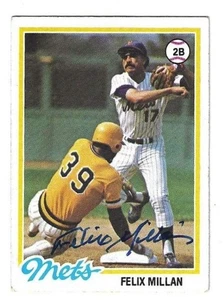 Signierte handsignierte Felix Millan New York Mets 1978 Topps Karte, #505 mit COA - Bild 1 von 1