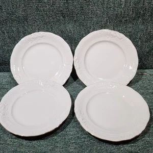 ROCKLEY FINE PORCELAIN White with gold trim Side plates 19 cm - Picture 1 of 9