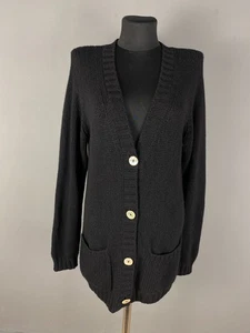 FEDELI CASHMERE Vintage Cardigan Sweater 100% Cashmere Black Unisex Size 38 - Picture 1 of 12