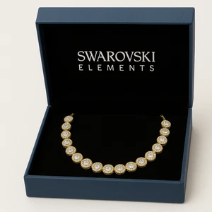 Bracciale Tennis Stile Angel Placcato Oro Swarovski Elements Cristalli Originali - Foto 1 di 3