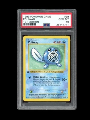 Pokemon PSA 10 GEM MINT Poliwag 1st Edition Base Set Shadowless 1999 Card 59/102 - Image 1 of 2