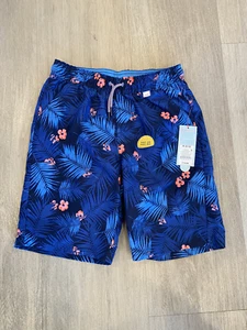 NWT Cat & Jack Youth Blue Boys Swimsuit Board Shorts UPF 50+ Trunks Sz Med 8/10 - Picture 1 of 2