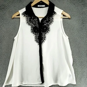 BUFFALO DAVID BITTON Damenbluse mit Spitze vorne Knopfleiste S - Bild 1 von 19