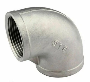 1/2" BSP 316 STAINLESS STEEL 90 DEGREE ELBOW 15mm FEMALE FEMALE JOINER - Picture 1 of 1