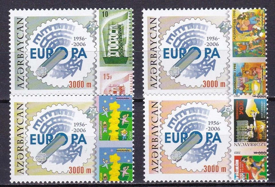 AZERBAIJAN #804-807 MNH 50th ANNIV. OF EUROPA STAMPS (EMBLEM & VARIOUS STAMPS) - Image 1 of 1