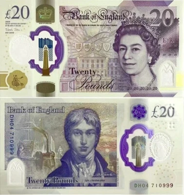 GREAT BRITAIN 20 Pounds ND 2018 P 396 Polymer QEII NEW UNC Banknote - Image 1 of 2