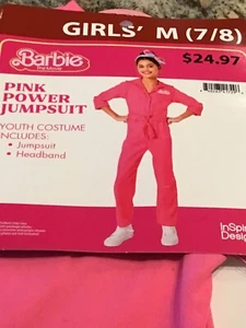Barbie The Movie Pink Power Jumpsuit Youth Costume Girls Sz Medium 7/8 New - Picture 1 of 6