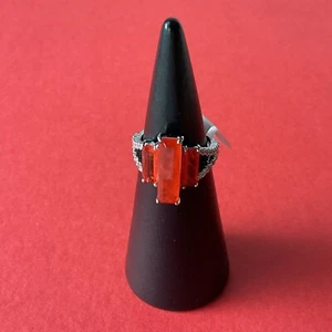 Bomb Party RBP6123 “Decide on a Reason” Carnelian/Quartz on Rhodium Sz6 Ring NWT - Picture 1 of 5