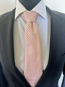 Louis Vuitton Pink Micro Damier Classic Pattern Checked Silk Tie - Picture 1 of 7