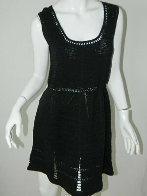 Vestido EDUN preto de malha com cinto de couro anexado tamanho pequeno - Imagem 1 de 4