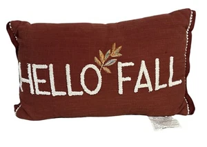 Hello Fall Throw Pillow Orange Embroidery Cushion Rectangle Joann Fabrics - Picture 1 of 6