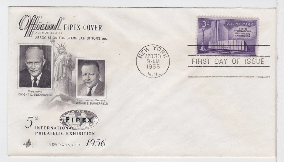 TurtlesTradingPost - FIPEX Stamp Show  #1076 FDC 1956 Artcraft Cachet - Image 1 of 1