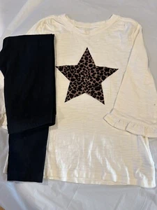 Girls Gap Shirt Size M; Girls Cat & Jack Black Leggings Size M - Picture 1 of 1