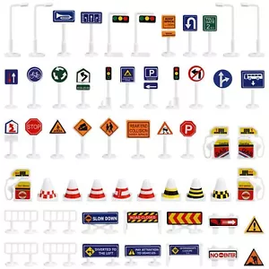 56Pcs Street Road Signs Playset Traffic Signs Playset Mini Electric Traffic L... - Picture 1 of 9