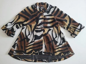 Luii Cardigan Sweater Swing Jacket - Wool Blend Animal Print - Women's Small (S) - Picture 1 of 15