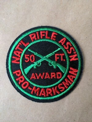 Vtg NRA 50ft Pro Marksman Award National Rifle Association Sew On Patch 3" Badge - Image 1 of 3