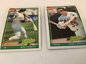 2-1991 Tarjeta de béisbol Topps #700 de José Canseco y #162 atletismo Ozzie Canseco - Imagen 1 de 5
