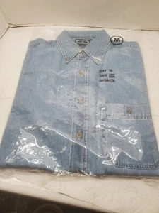 Camisa para hombre Three Rivers manga corta con botones de mezclilla ligera bolsillo mediano 106 - Imagen 1 de 8
