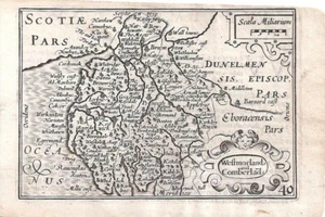 Antique 1627 Map WESTMORLAND & CUMBERLAND by Van Der KEERE - Minature Speed Map - Picture 1 of 1