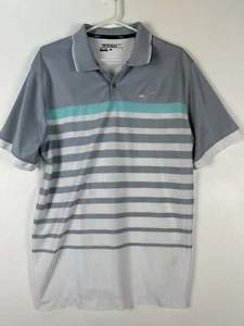 Nike Golf Tour Performance Dri Fit Men’s Polo Large Striped Button Collard Sport - Picture 1 of 5