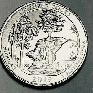 D Washington Quarter 2018 ATB Michigan Pictured Rocks NL como nuevo - Imagen 1 de 3