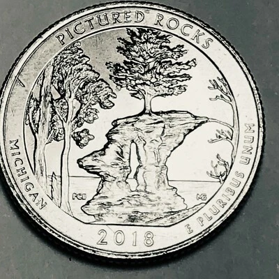 2018 D Washington quarter ATB Michigan Pictured Rocks NL from mint roll - Image 1 of 3