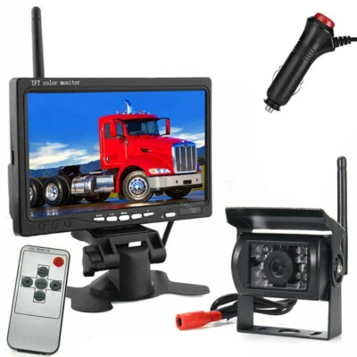 7" Monitor Wireless Rear View Backup Camera Kit for Truck Trailer Bus RV Reverse - Image 1 of 4