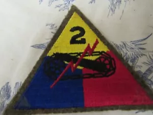 Vtg. WWII/KW US Army 2nd Armored Div. "Woolie" Black Back SSI Variation - Picture 1 of 6