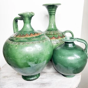 Melchor Tito Ubeda Art Pottery Vase Spanish Vert Glaze 12" -Table Lamp For Pooky - Picture 1 of 24