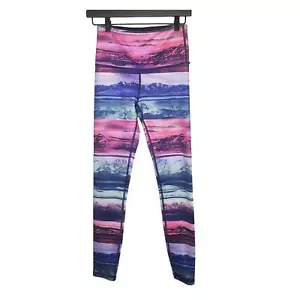 Ivivva by lululemon Sunset Mountain RARE Print Leggings Girls 12 Pink Purple - Picture 1 of 13