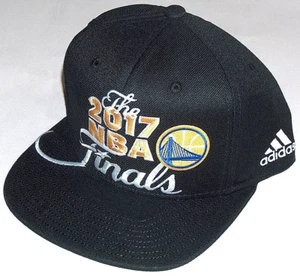 NUEVO 2017 NBA FINALS DUBS GOLDEN STATE WARRIORS ADULTO OSFA NEGRO ALA PLANA SOMBRERO NUEVO CON ETIQUETAS - Imagen 1 de 8