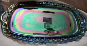 Indiana Blue Carnival Glass Butter Dish - Picture 1 of 3