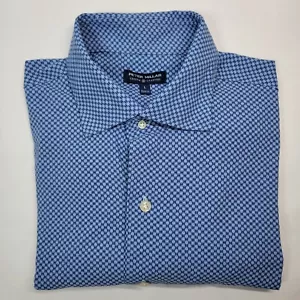 Men's Large Peter Millar Crown Crafted AOP Pattern Long Sleeve Poly Dress Shirt - Picture 1 of 7