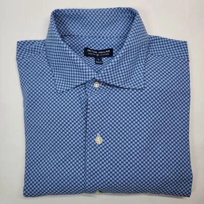 Men's Large Peter Millar Crown Crafted AOP Pattern Long Sleeve Poly Dress Shirt - Image 1 of 4