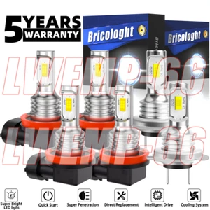 8000K LED Headlights High Low Beam Fog Light Bulbs Kit For Ford Fusion 2006-2016 - Picture 1 of 14