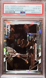 2021 TOPPS CHROME FORMULA 1 SAPPHIRE MAX VERSTAPPEN #154 NEGATIVE /100 PSA 10 - Picture 1 of 2