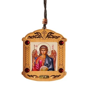 ARCÁNGEL RAFAEL Santuario de Madera Árbol de Navidad Adorno Icono de Madera 4" - Imagen 1 de 2