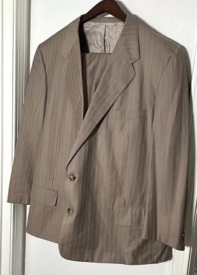 Holland & Sherry Big & Tall Striped Wool 2pc Suit Bespoke 48R Pants 46 x 29 EXC! - Image 1 of 4