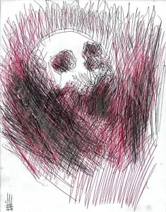 Stan DarkArt #1 signed 8.5x11" red/blk ink/paper Chet Zar - Picture 1 of 1