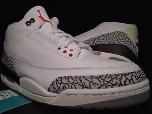 NIKE AIR JORDAN III 3 RETRO WHITE CEMENT GREY FIRE RED BLACK BRED 136064-102 13 - Picture 1 of 13