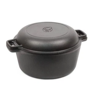Commercial CHEF Cast Iron Dutch Oven 5 Qt Pre-Seasoned Skillet Lid Heavy-Duty - Picture 1 of 8