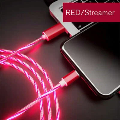 LED Light Up Charging Charger Cable USB Cord Flowing Cable For iPhone For IOS - Image 1 of 4