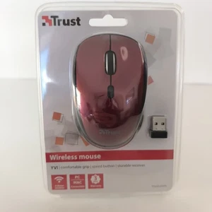 TRUST 19522 YVI RED WIRELESS 800/1600DPI MOUSE, SPEED BUTTON & STORABLE RECEIVER - Picture 1 of 3